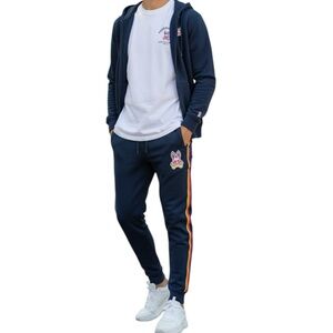 Psycho Bunny Sweatpants Mens XS 29 Waist Blue Joggers Skull Bunny Logo Neon 
Q